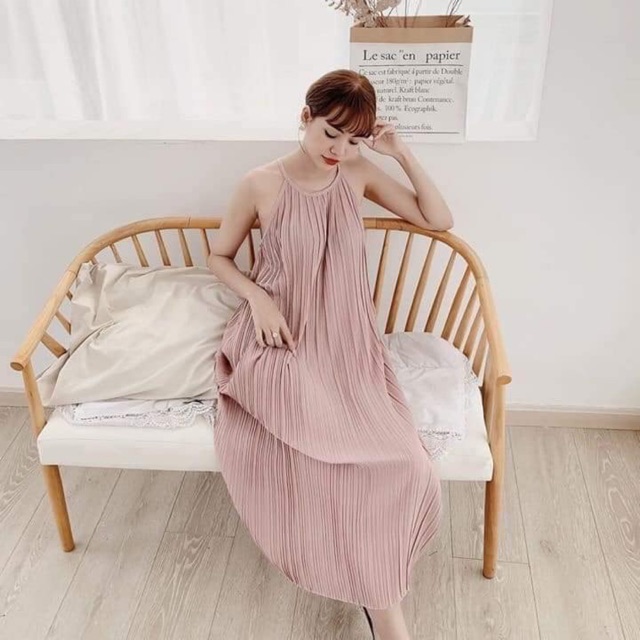 Váy babydoll 2 dây dáng xòe dài cổ vuông xếp ly ngực, đầm maxi nữ đi đám  cưới đi chơi dự tiệc đi biển chất thô mềm, EYE STORE | Lazada.vn