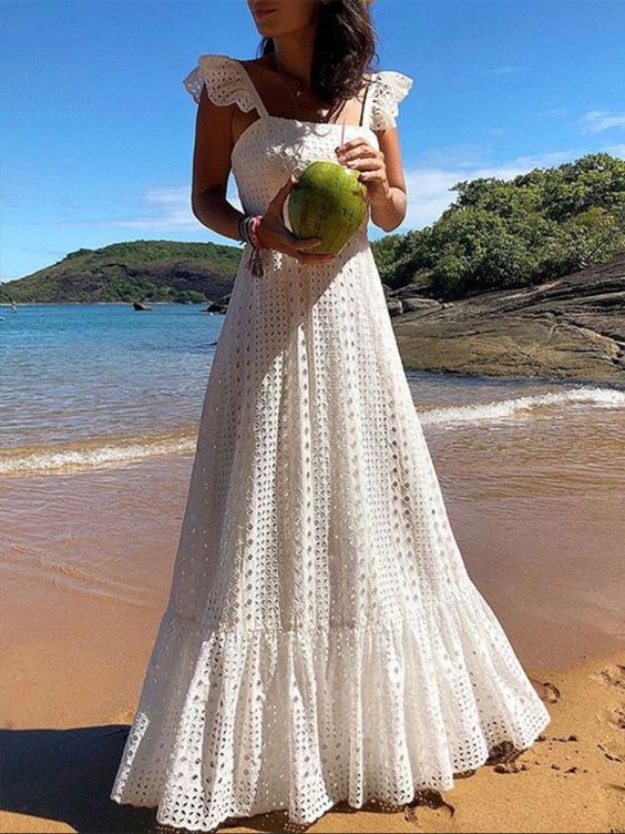 Váy maxi màu trắng đi biển đẹp nữ tính - MG148 - Migu Shop