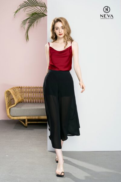 Alternative view of ÁO 2 DÂY NEVA CỔ ĐỔ  MÀU ĐỎ 21S1B110058T012