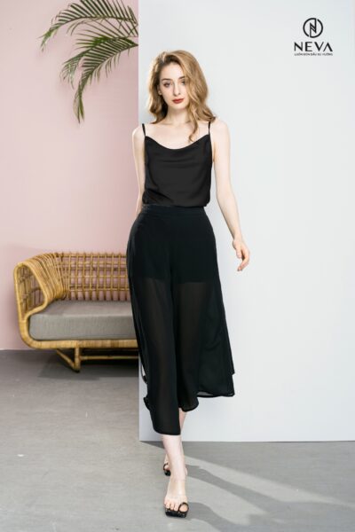 Alternative view of ÁO 2 DÂY NEVA CỔ ĐỔ  MÀU ĐEN 21S1B110058T011