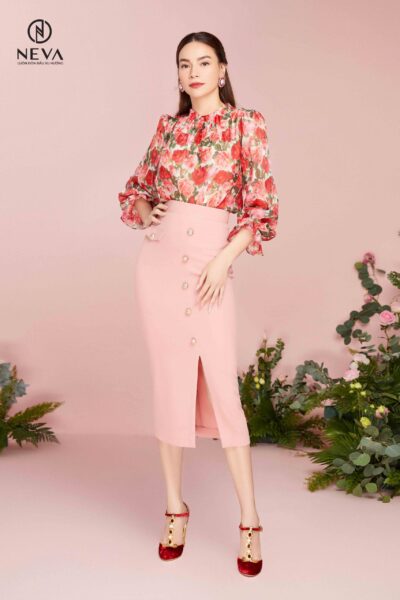 Alternative view of Áo sơ mi dài tay in hoa hồng 21F5W140327H012