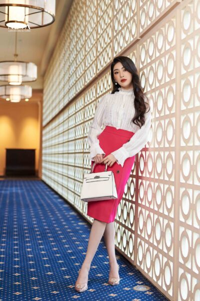 Alternative view of áo ren trắng  phối bèo dọc thân  21F2W140428T010