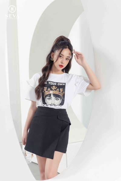 Alternative view of Chân váy mini xếp xoắn vạt lệch 22S3W300580T011