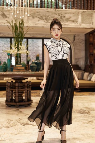 Alternative view of Quần giả váy voan chiffon 22S2W220545T011