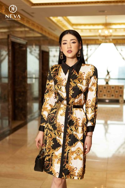 Alternative view of Đầm sơ mi họa tiết Baroque 22S2W440564H011