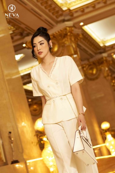 Alternative view of Quần suông trắng 22S3W220549T010