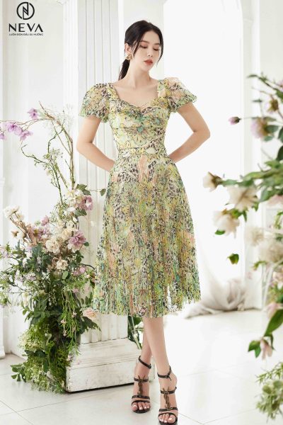 Alternative view of Chân váy midi ren in hoa 22S2W320566H014