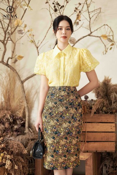 Alternative view of Chân juyp bút chì xẻ lệch in họa tiết 22S3W310573H022