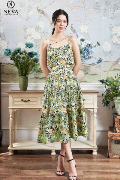 Alternative view of Chân váy midi can 3 tầng in hoa  22S2W320567H014