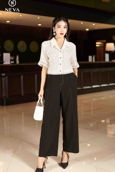 Alternative view of Áo sơ mi tay bèo in logo Neva 22S3W130596T010