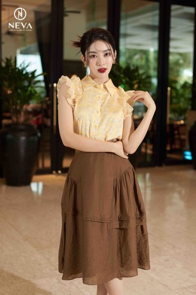 Alternative view of Chân váy midi tằm nhật 22S2W320594T022