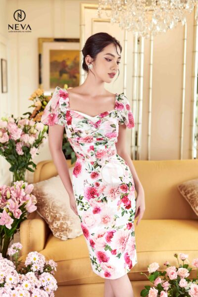 Alternative view of Đầm bút chì tay phồng in hoa 22S3W430622H021