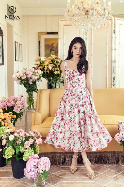 Alternative view of Đầm midi hai dây in hoa 22S2W430623H021