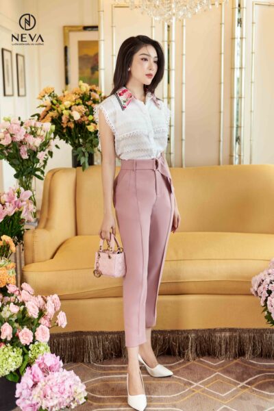 Alternative view of Quần baggy hồng seashell 22S3W220624T021