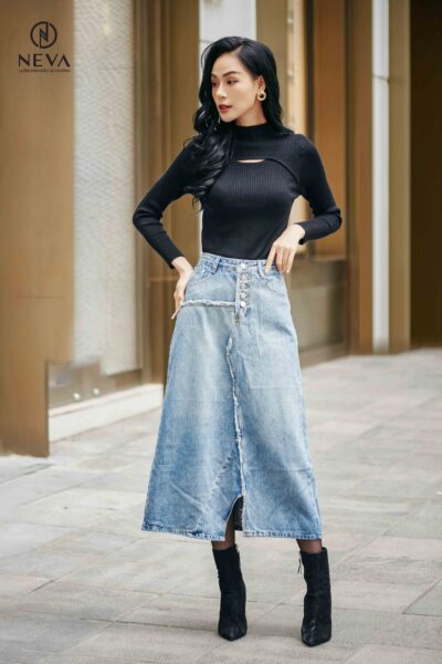 Alternative view of Chân váy jean 22F3W300722T015