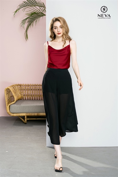 ÁO 2 DÂY NEVA CỔ ĐỔ  MÀU ĐỎ 21S1B110058T012 - M