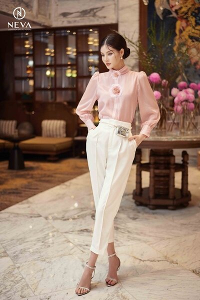 Quần baggy basic trắng 22F3W220665T010