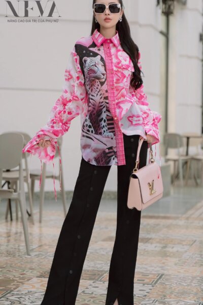 Áo sơ mi dáng xuông Rosy Crown 24S1W142064H021