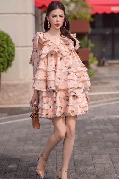 Đầm baby doll lệch vai Blooming Grace S1W428002H021