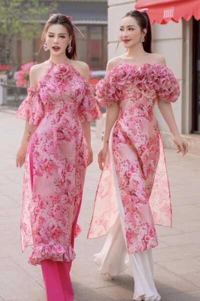 Alternative view of Áo dài vai trễ bèo lạ mắt Ethereal Charm 24S1W660006H021