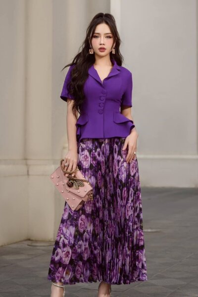 Chân váy midi rập nhăn Lunar Shadow 25S1W324005H018