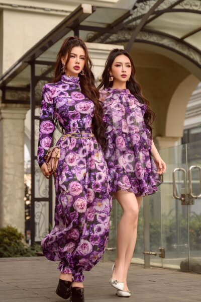 Alternative view of Đầm xuông baby doll trẻ trung Tidal Orchid 25S1W444002H018