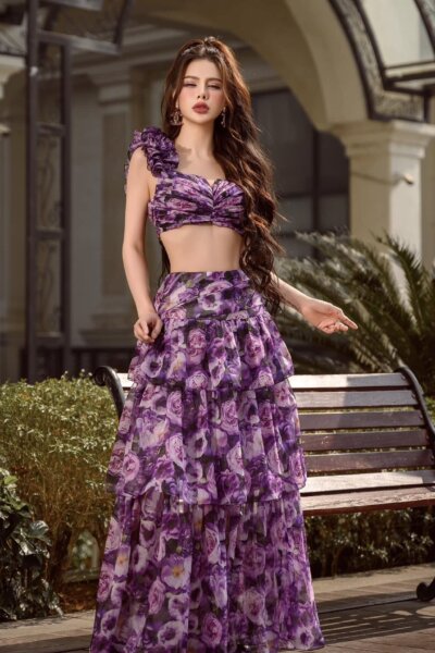 Chân váy midi Glimmering Mourning 25S1W324001H018