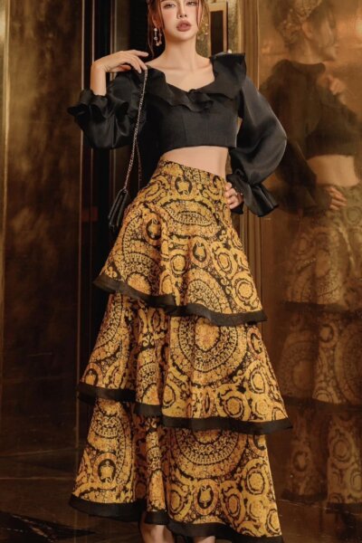 Chân váy xòe 3 tầng Rosy Sonata 25S1W321006T011