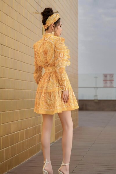 Alternative view of Đầm xòe cổ tàu, có dây lưng Celestial Plunge 25S1W441007H013