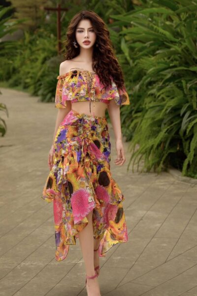 Alternative view of Chân váy maxi bèo Mullet rủ đẹp mắt Moonlit Mirage 25S1W329004H017