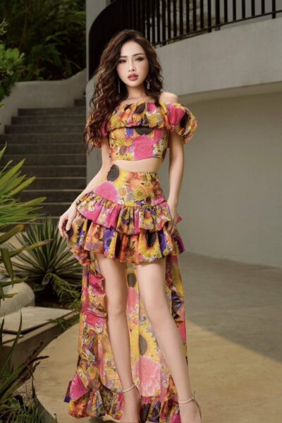 Chân váy Mullet maxi lạ mắt Glimmer Garden 25S1W329005H017