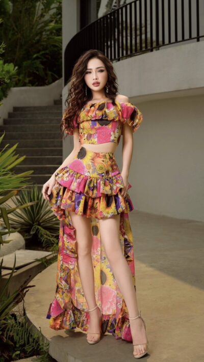 Chân váy Mullet maxi lạ mắt Glimmer Garden 25S1W329005H017