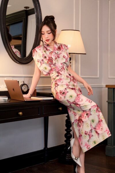 Chân váy bút chì dài qua bắp chân , cạp liền Velour Dream 25S1W312003H021