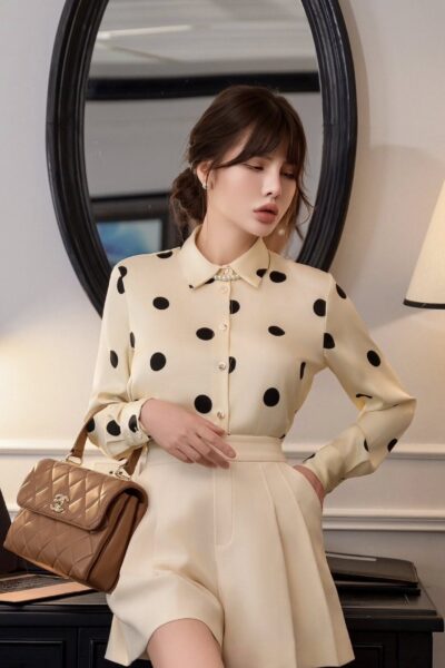 Alternative view of Quần sóc váy với các nếp xếp ly tạo xòe thân trước Ivory Promise 25S1W202006T010