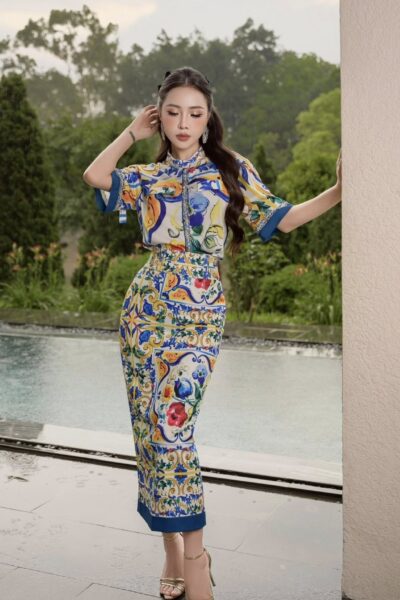 Chân váy bút chì midi 2 lớp Ritmo di Sole 25S1W313001H015