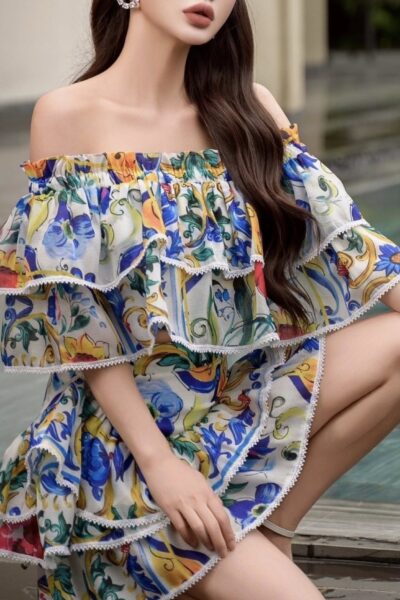 Alternative view of Chân váy mini xòe 2 tầng bèo nhún Alba Sottile 25S1W303008H015