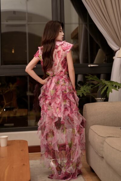 Alternative view of Chân váy maxi xòe với nhiều sóng The Rose Code 25S1W326005H021