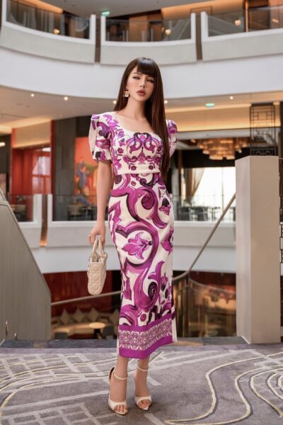 Alternative view of Đầm bút chì midi Fiori Celestiali 25S1W430900H016