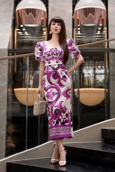 Đầm bút chì midi Fiori Celestiali 25S1W430900H016