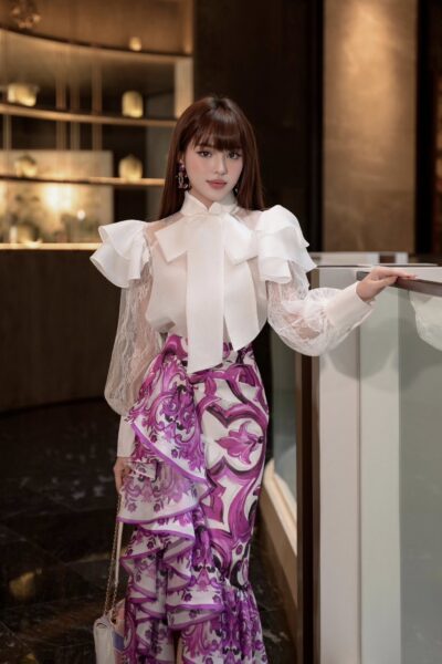 Alternative view of Chân váy đuôi cá với phần bèo lệch Rosa Incantata 25S1W310900H016