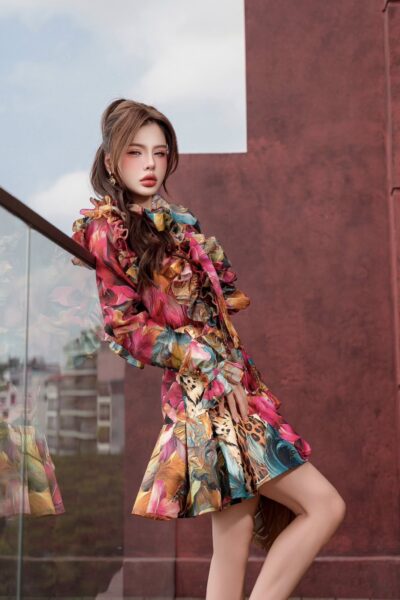 Chân váy mini A xòe cạp to Golden Reign 25S1W300704H013