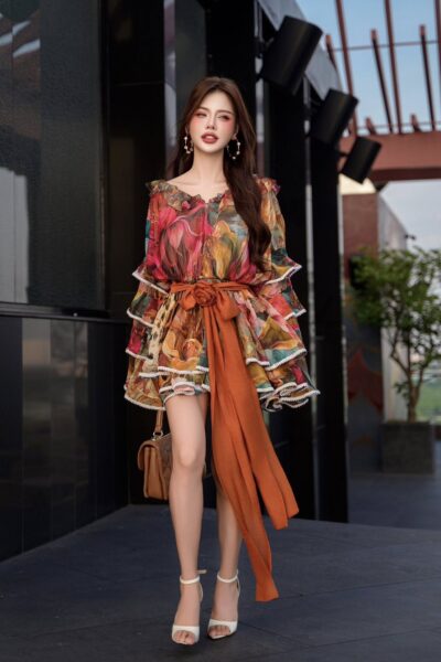 Đầm liền cổ tim dáng ngắn Eternal Ember 25S1W440700H013