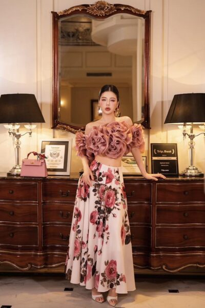 Chân váy xòe maxi Crown of Petals 25S1W320203H021